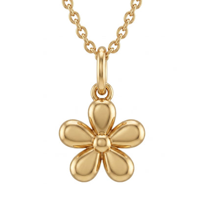 14k Gold Flower Charm Dainty Floral Pendant Necklace
