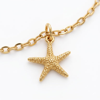 14k Gold Gold Starfish Beach Charm Necklace