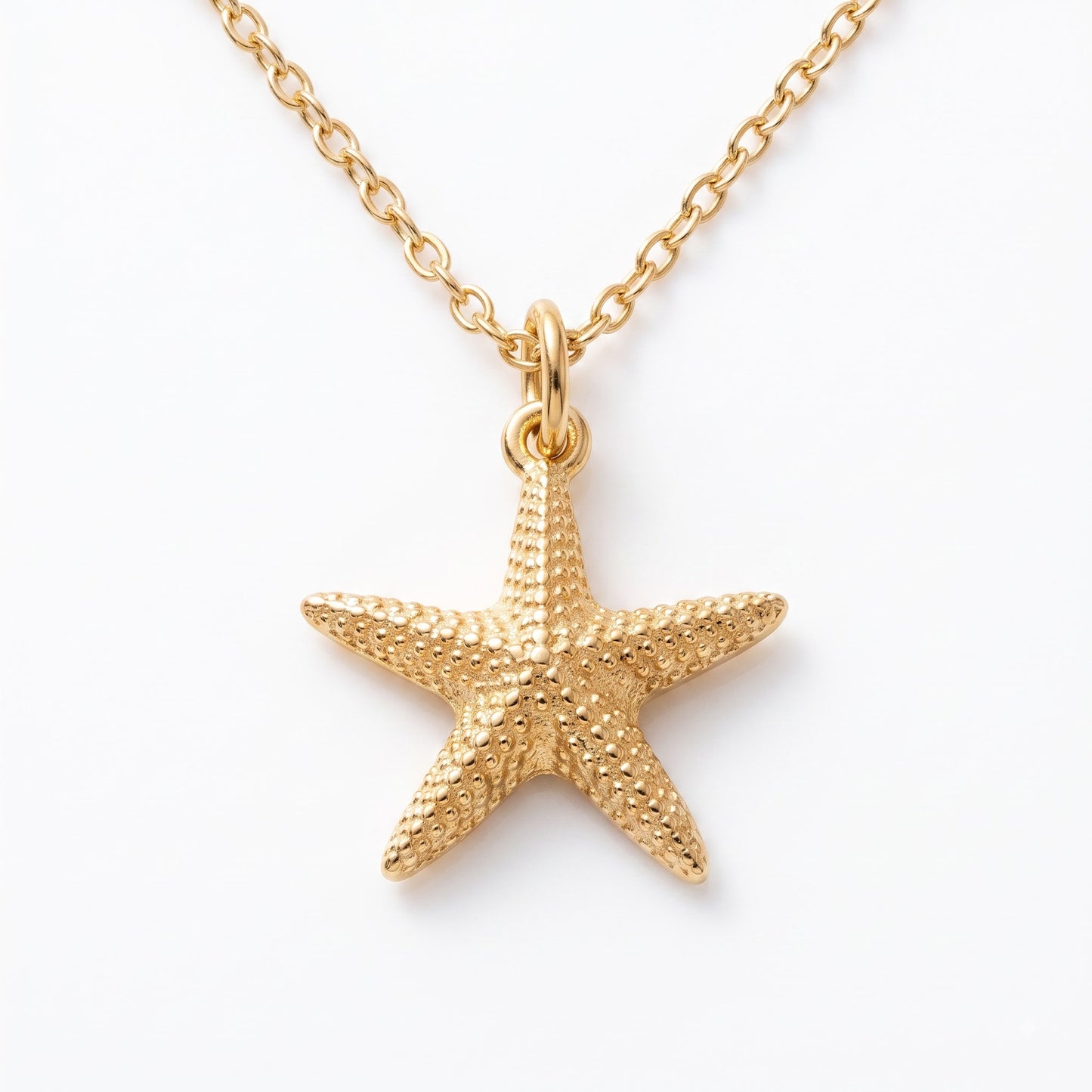 14k Gold Gold Starfish Beach Charm Necklace
