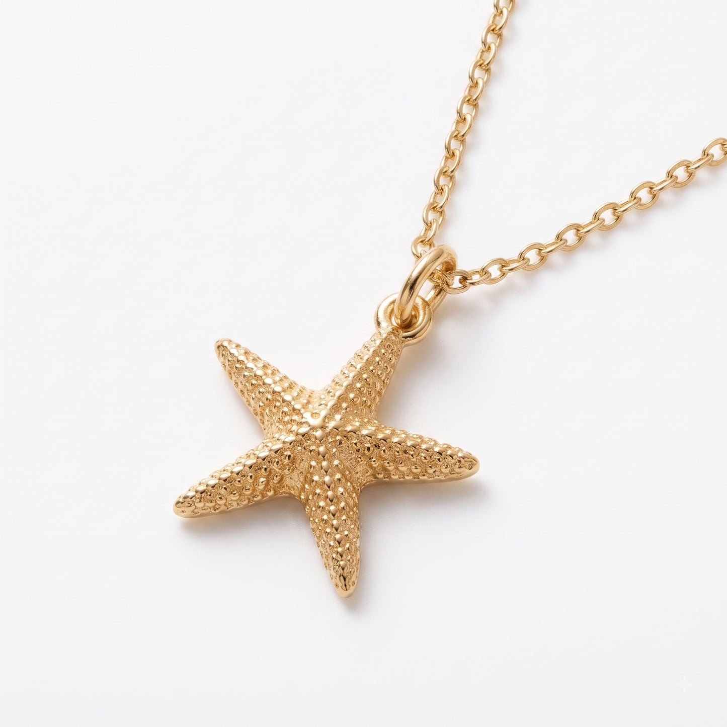 14k Gold Gold Starfish Beach Charm Necklace