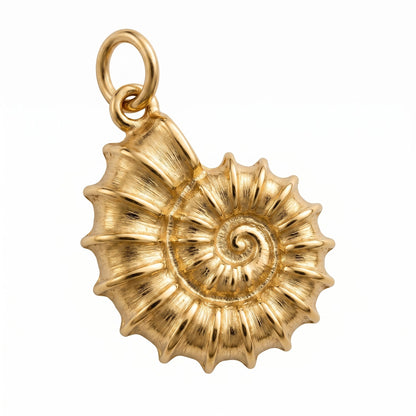 14K Gold Nautilus Shell Necklace - Spiral Shell Pendant