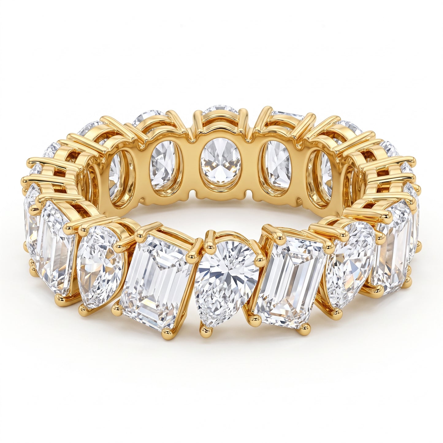 1.90 ct Emerald & Pear Lab Grown Diamond Eternity Wedding Band Ring
