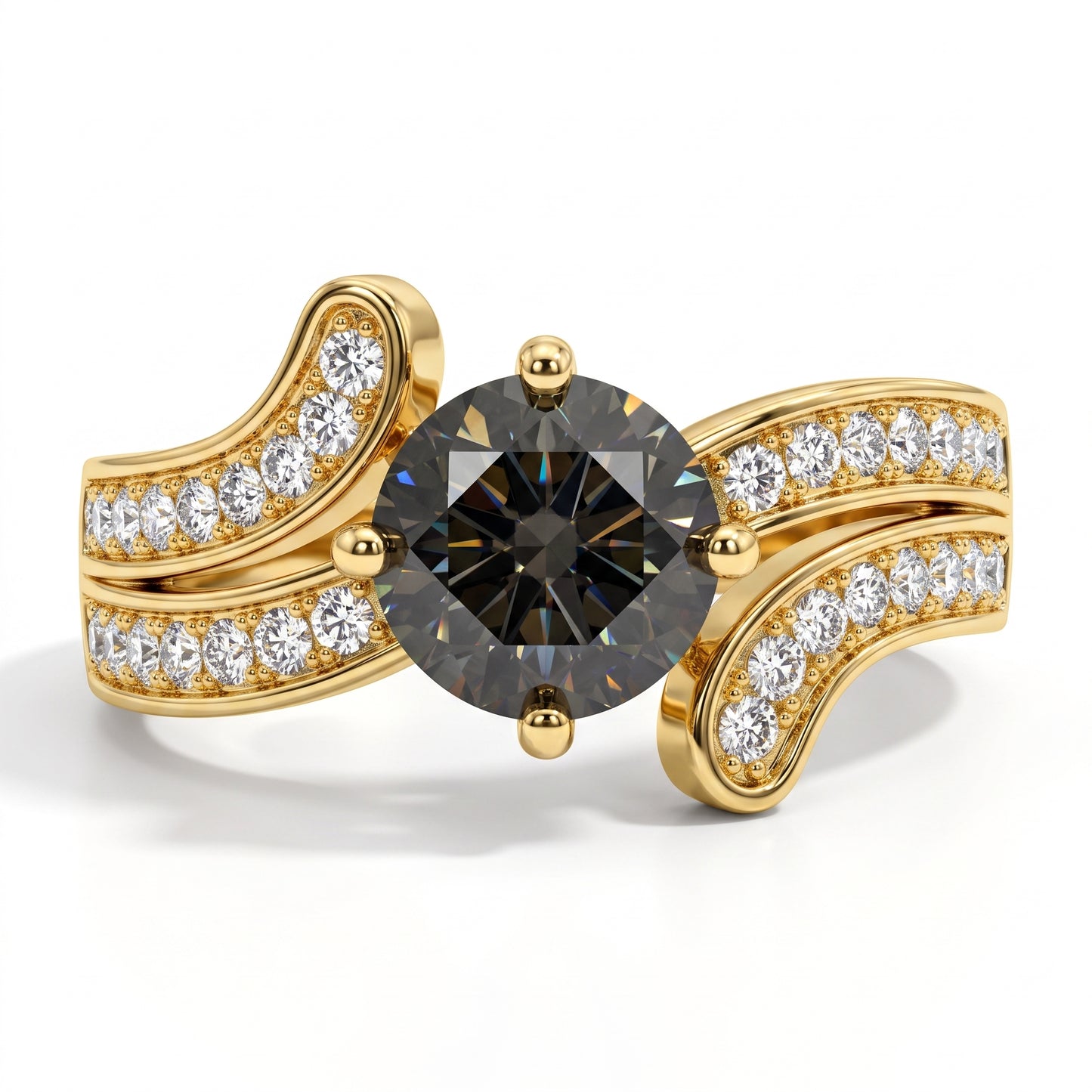 1.150ct Round Cut Lab Grown Black Diamond Engagement Ring