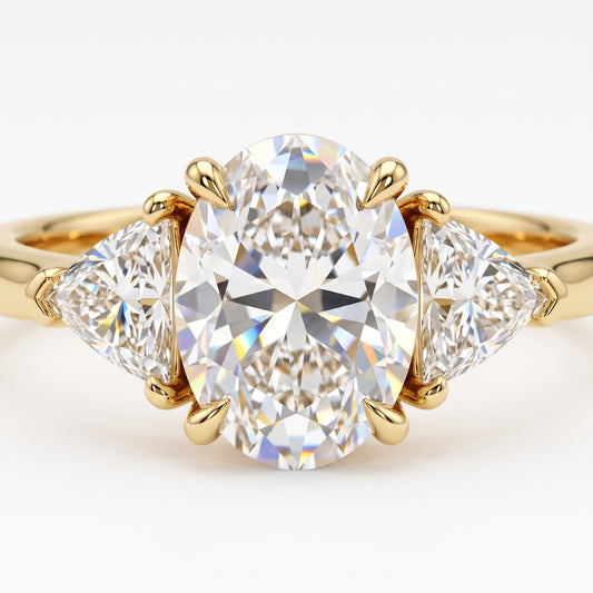 3.00 CT Oval Lab Grown Diamond Three Stone Engagement Ring