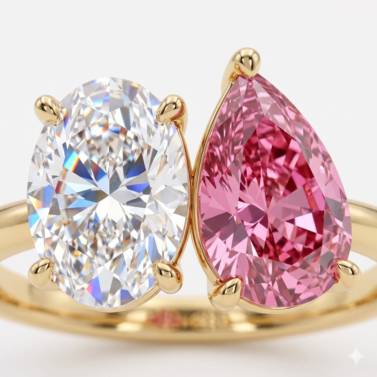 Toi Et Moi Ring, 2.00 TW Oval and Pear Lab-Grown Ring, Two Stone Engagement Ring