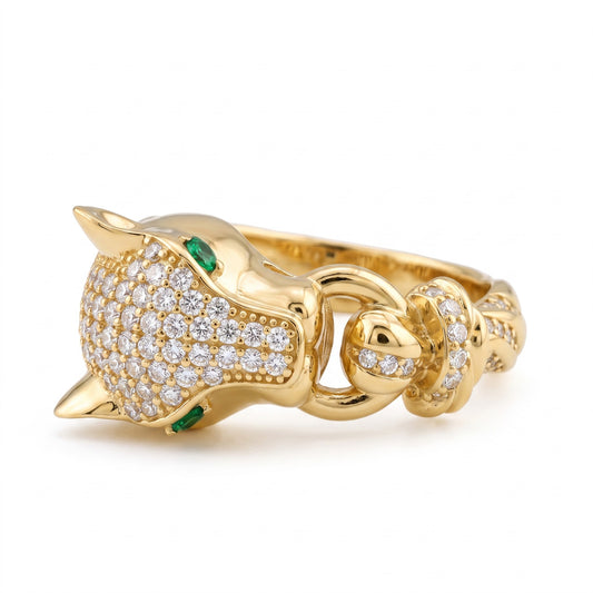 Panther Ring With Lab-Grown Diamond, Animal Ring
