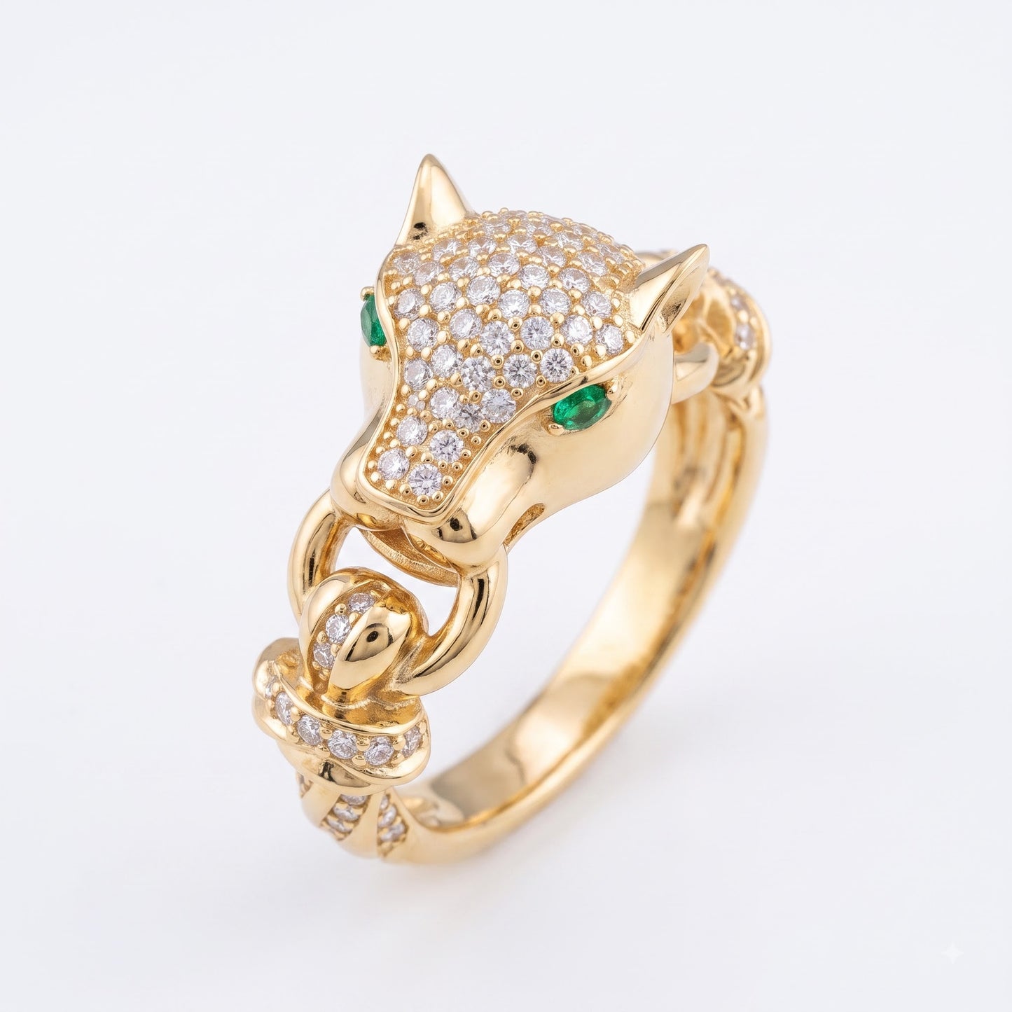 Panther Ring With Lab-Grown Diamond, Animal Ring