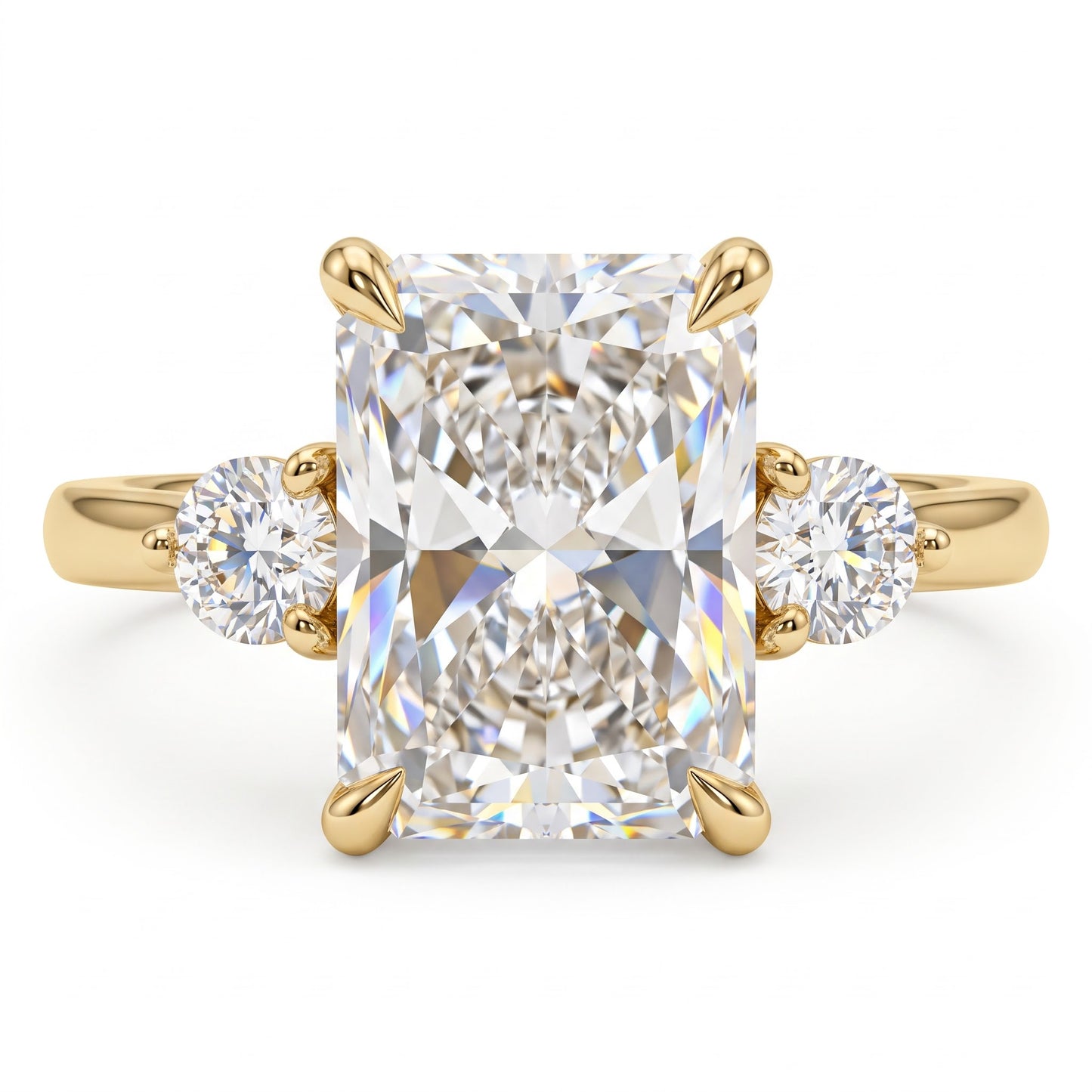 2.40 CT Radiant Lab Grown Diamond Three Stone Engagement Ring