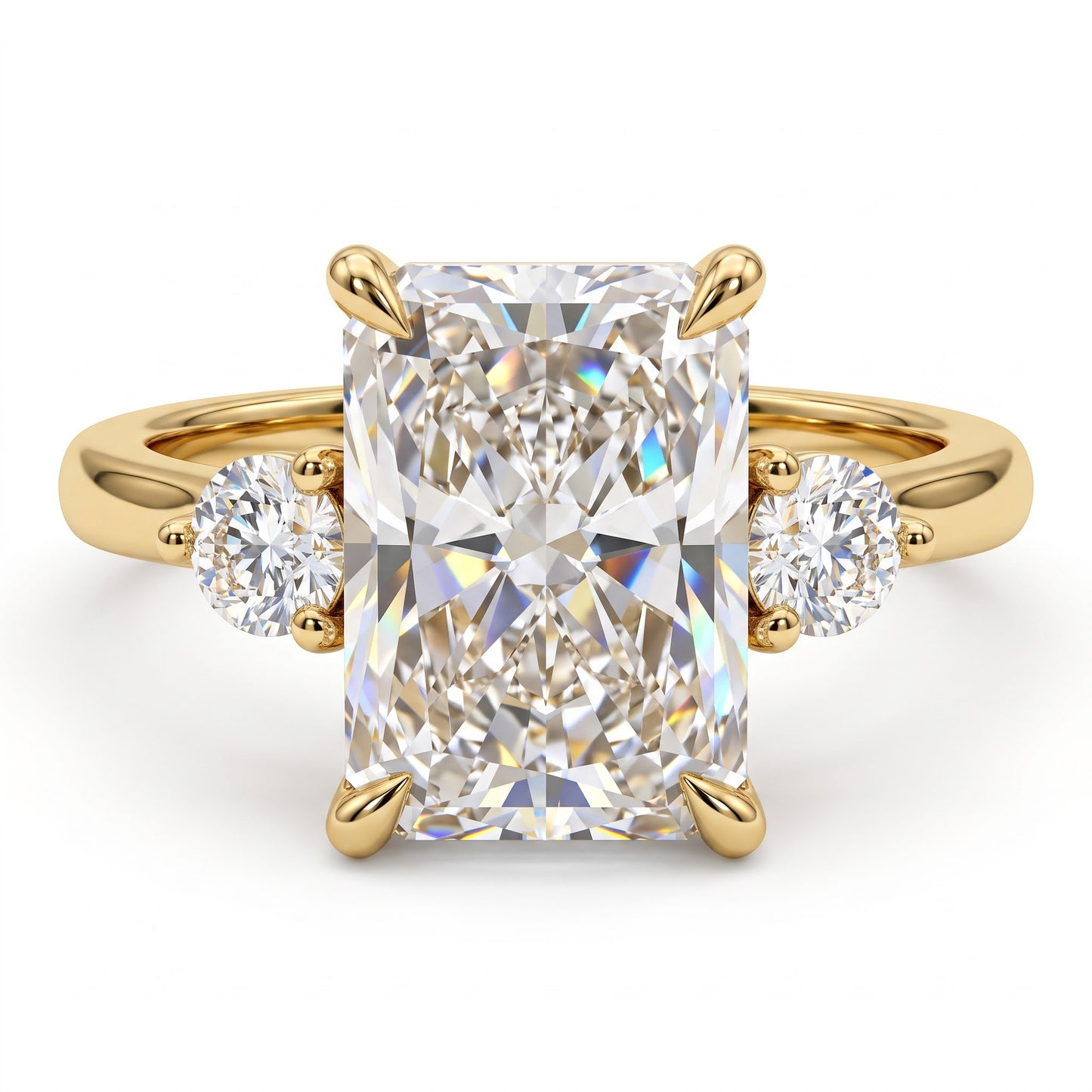 2.40 CT Radiant Lab Grown Diamond Three Stone Engagement Ring