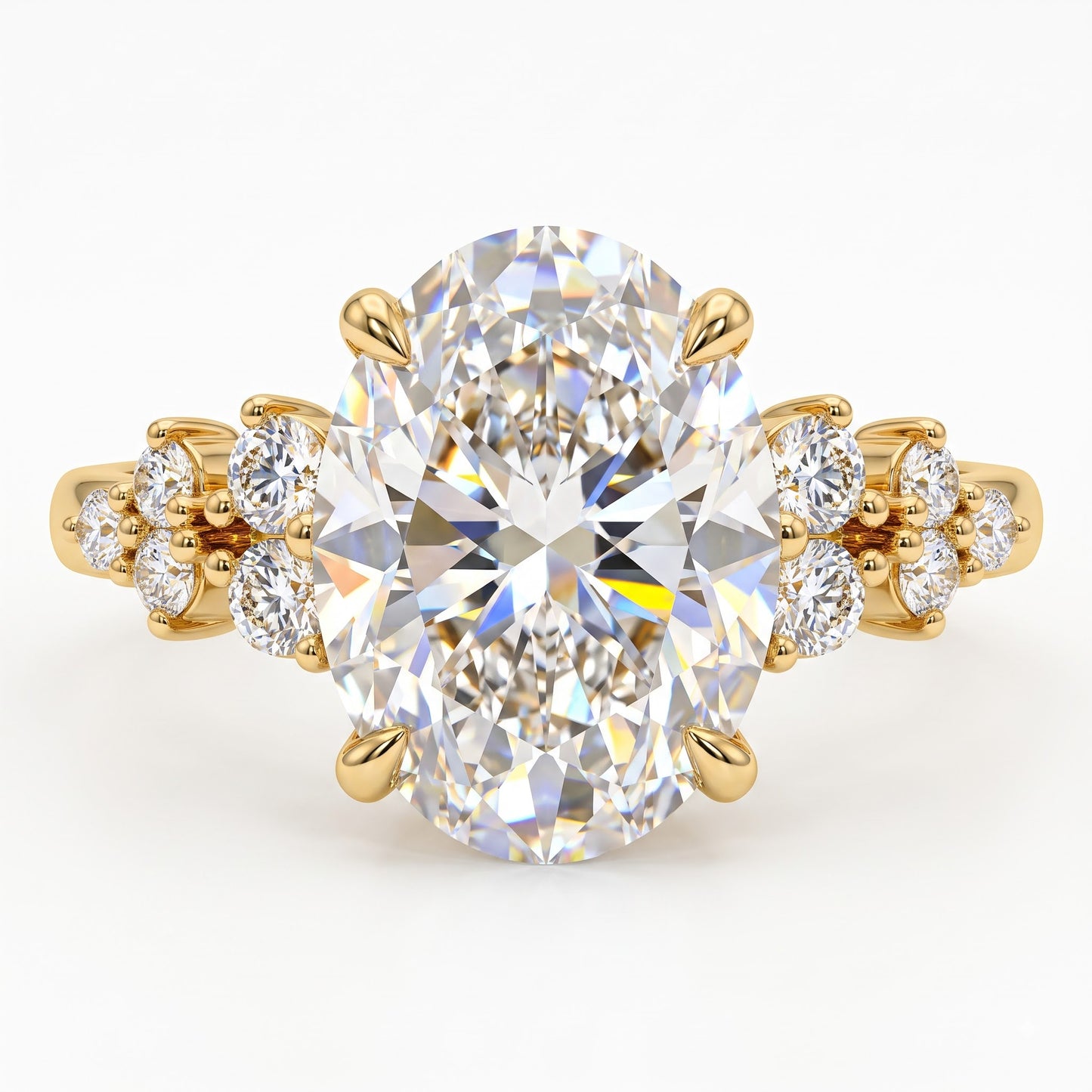 2.220 CT Oval Cut Lab Grown Diamond Cluster Engagement Ring