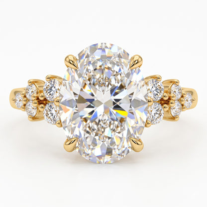 2.220 CT Oval Cut Lab Grown Diamond Cluster Engagement Ring