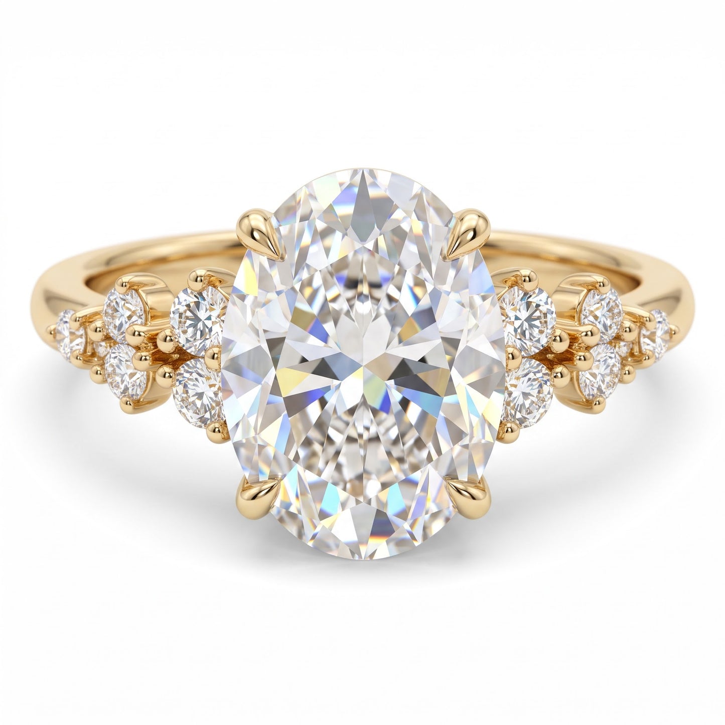 2.220 CT Oval Cut Lab Grown Diamond Cluster Engagement Ring