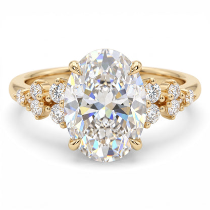 2.220 CT Oval Cut Lab Grown Diamond Cluster Engagement Ring
