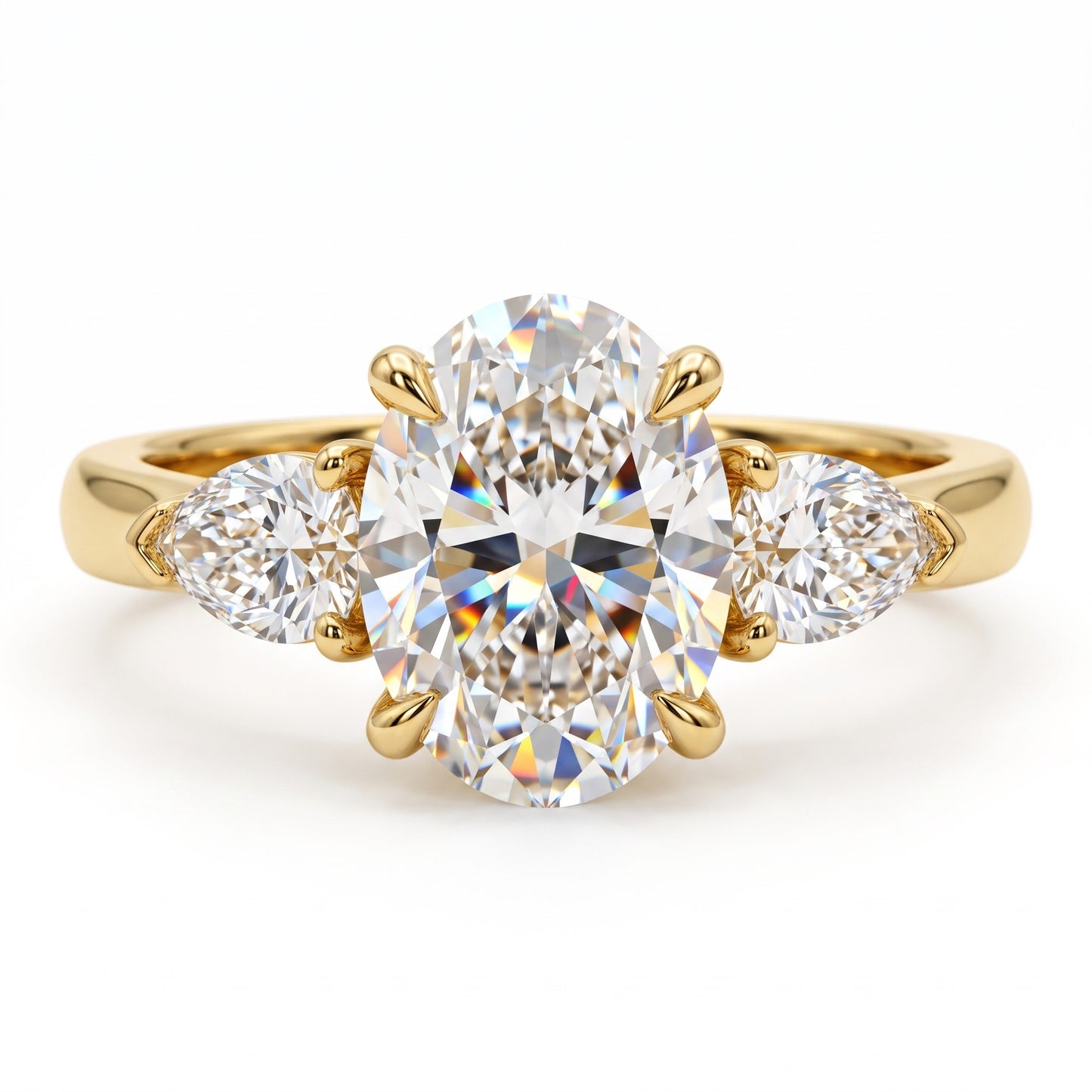 2.60 CT Oval Lab Grown Diamond Three Stone Engagement Ring