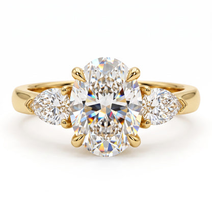 2.60 CT Oval Lab Grown Diamond Three Stone Engagement Ring
