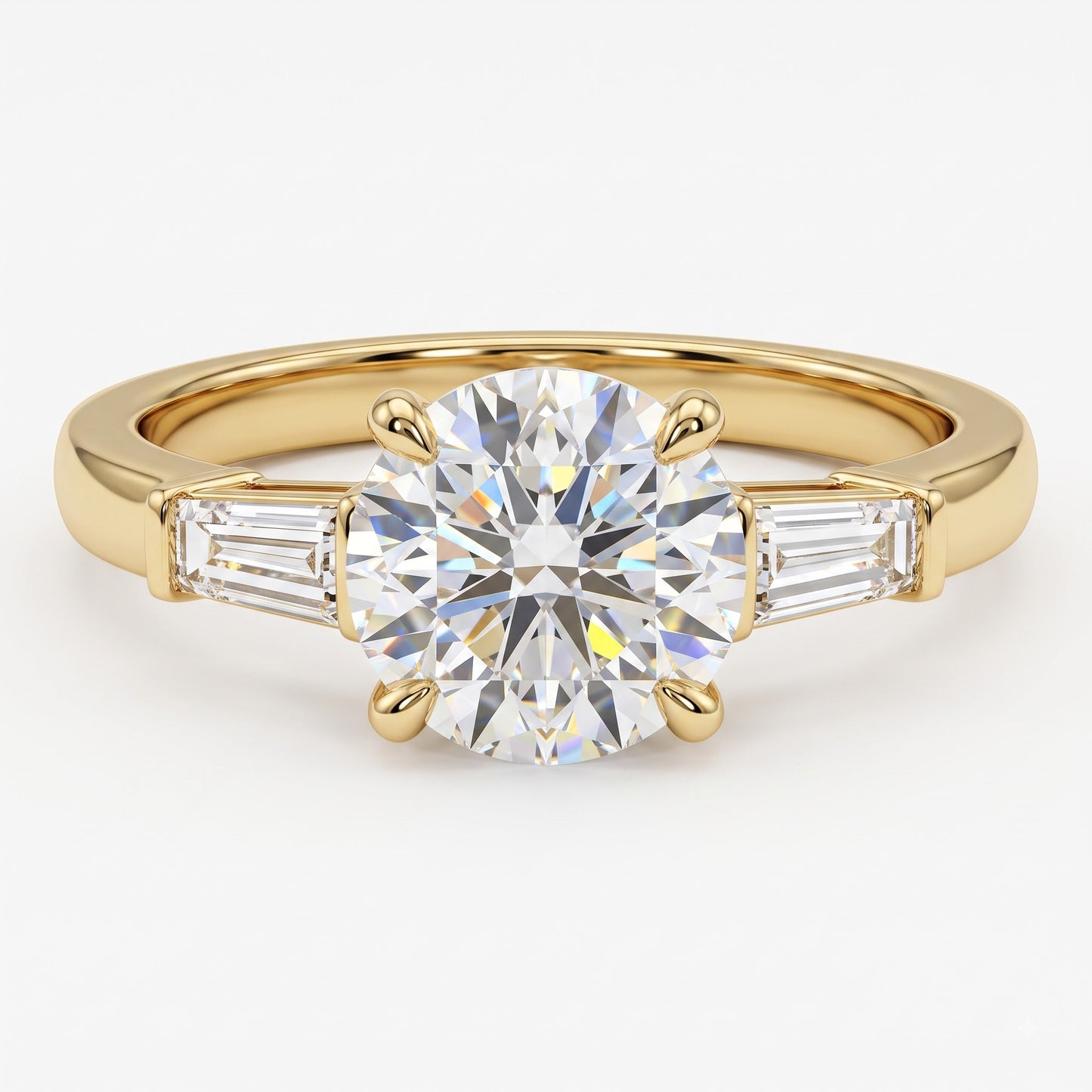 2.60 CT Round Cut Lab Grown Diamond Three Stone Engagement Ring