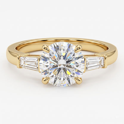 2.60 CT Round Cut Lab Grown Diamond Three Stone Engagement Ring