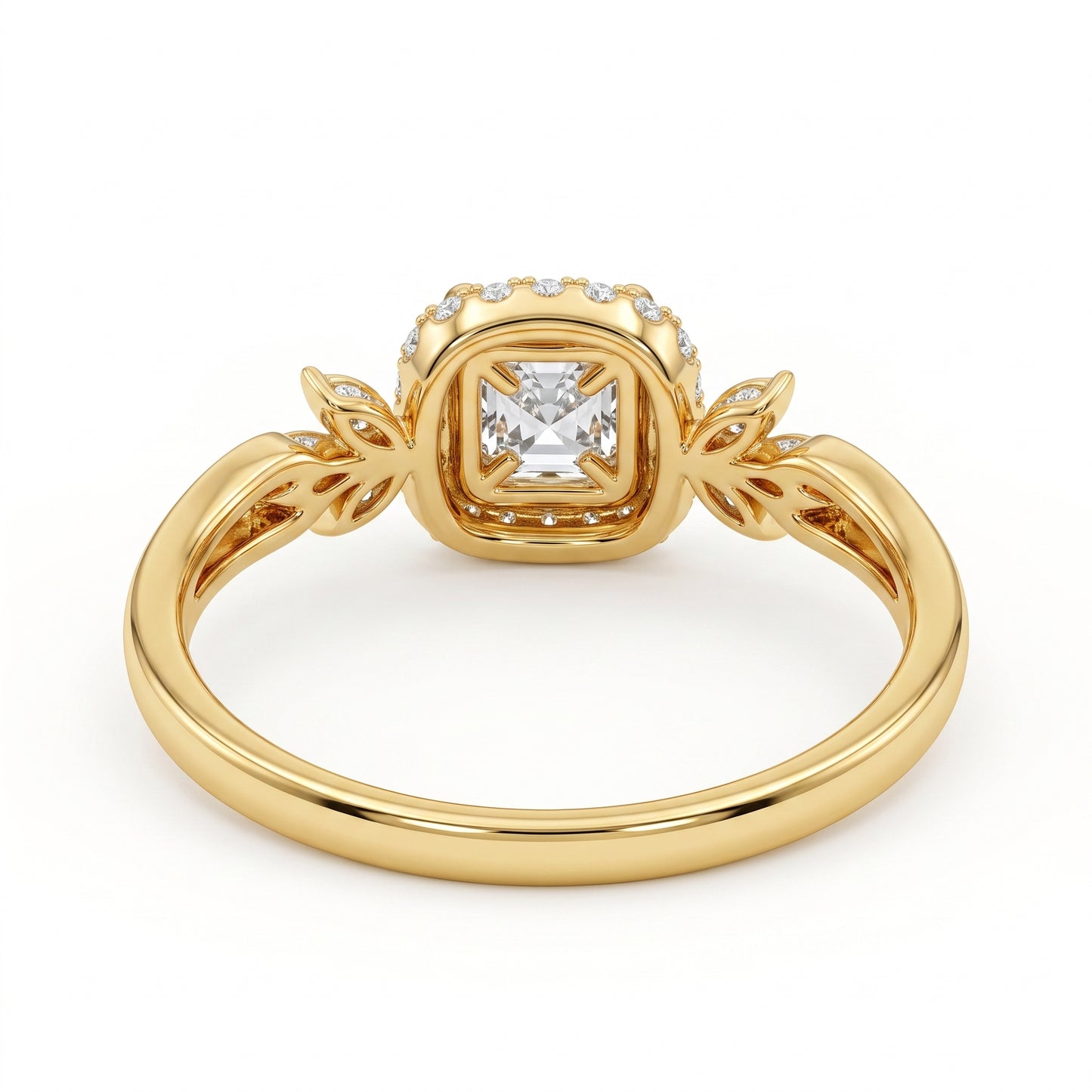 1.20 CT Princess Cut Lab Grown Diamond Floral Halo Engagement Ring, 14K Gold