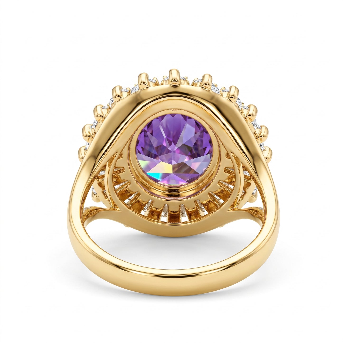 5.110 CT Oval Amethyst Halo Engagement Lab Grown Diamond