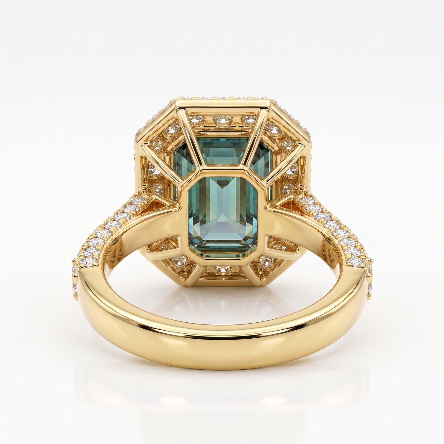 4.00 CT Radiant Cut Emerald Lab Grown Diamond Halo Engagement Ring