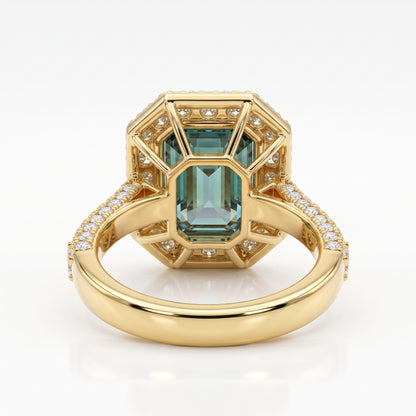 4.00 CT Radiant Cut Emerald Lab Grown Diamond Halo Engagement Ring