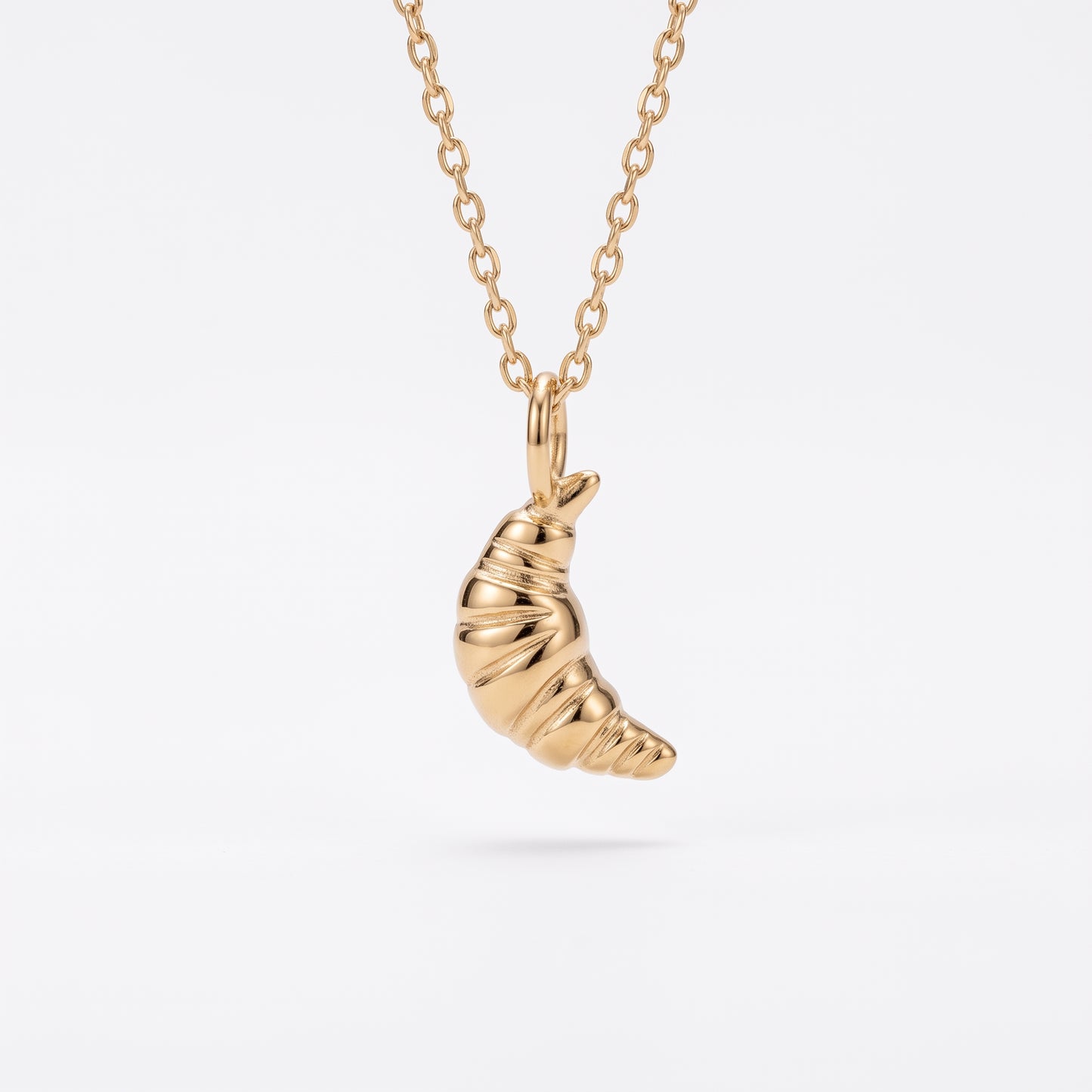 14K Gold Croissant Pendant Necklace