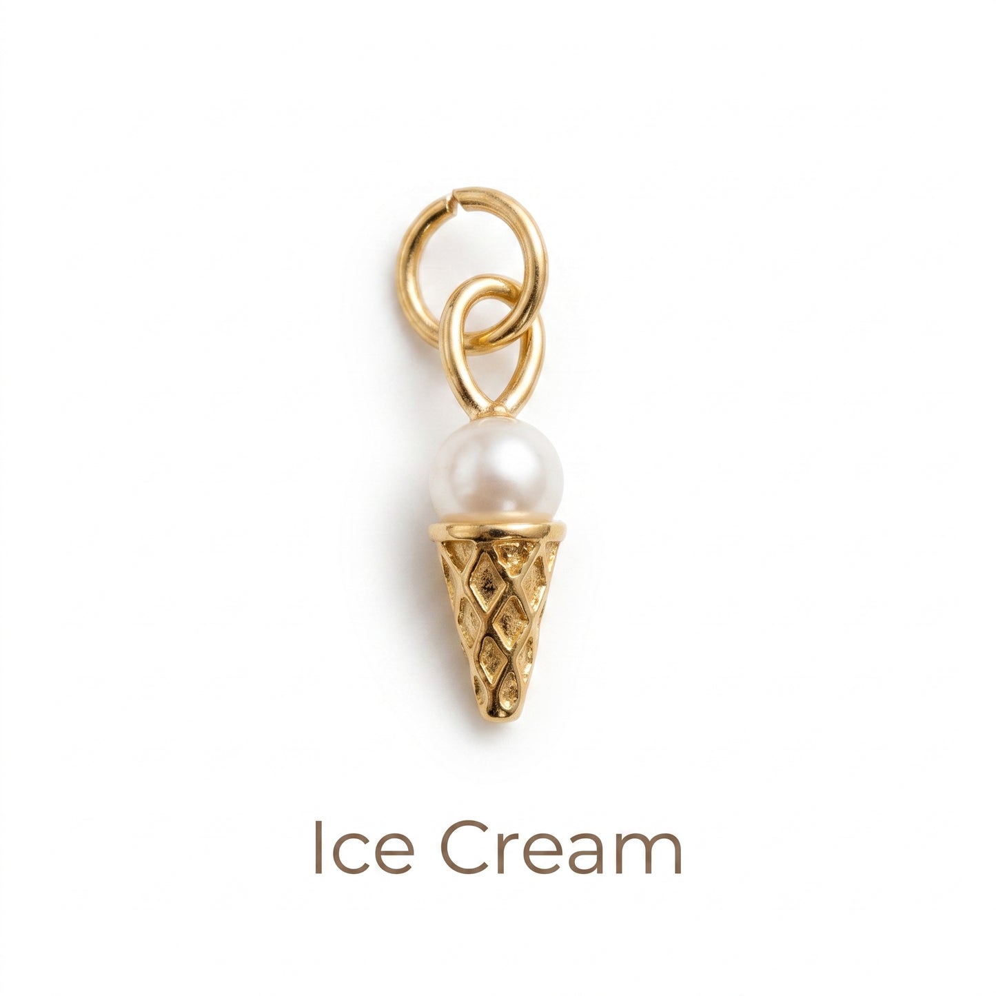 Pearl Ice Cream Cone Pendant Necklace, 14K Gold