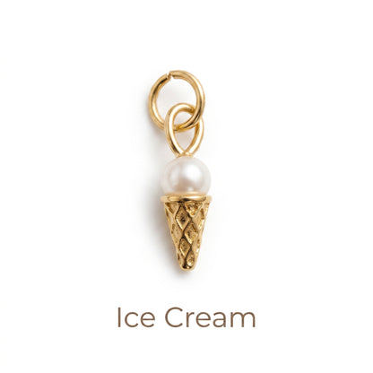 Pearl Ice Cream Cone Pendant Necklace, 14K Gold