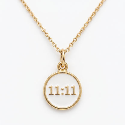11:11 Angel Number Pendant Necklace, Manifestation Necklace 14K Gold