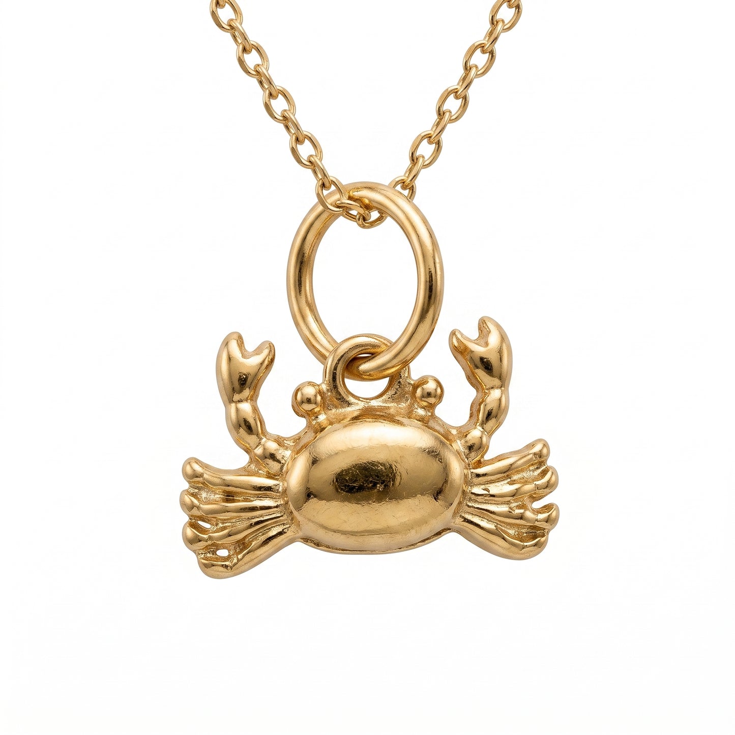 14K Gold Cancer Zodiac Crab Pendant Necklace for Women