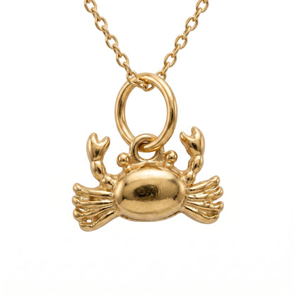 14K Gold Cancer Zodiac Crab Pendant Necklace for Women