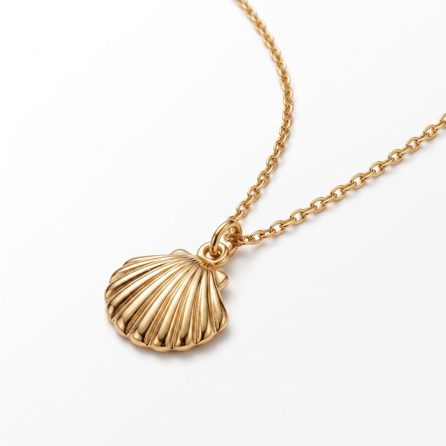 Seashell Pendant Necklace, 14K Gold Shell Necklace