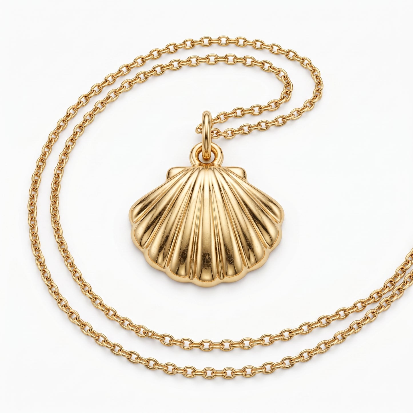 Seashell Pendant Necklace, 14K Gold Shell Necklace