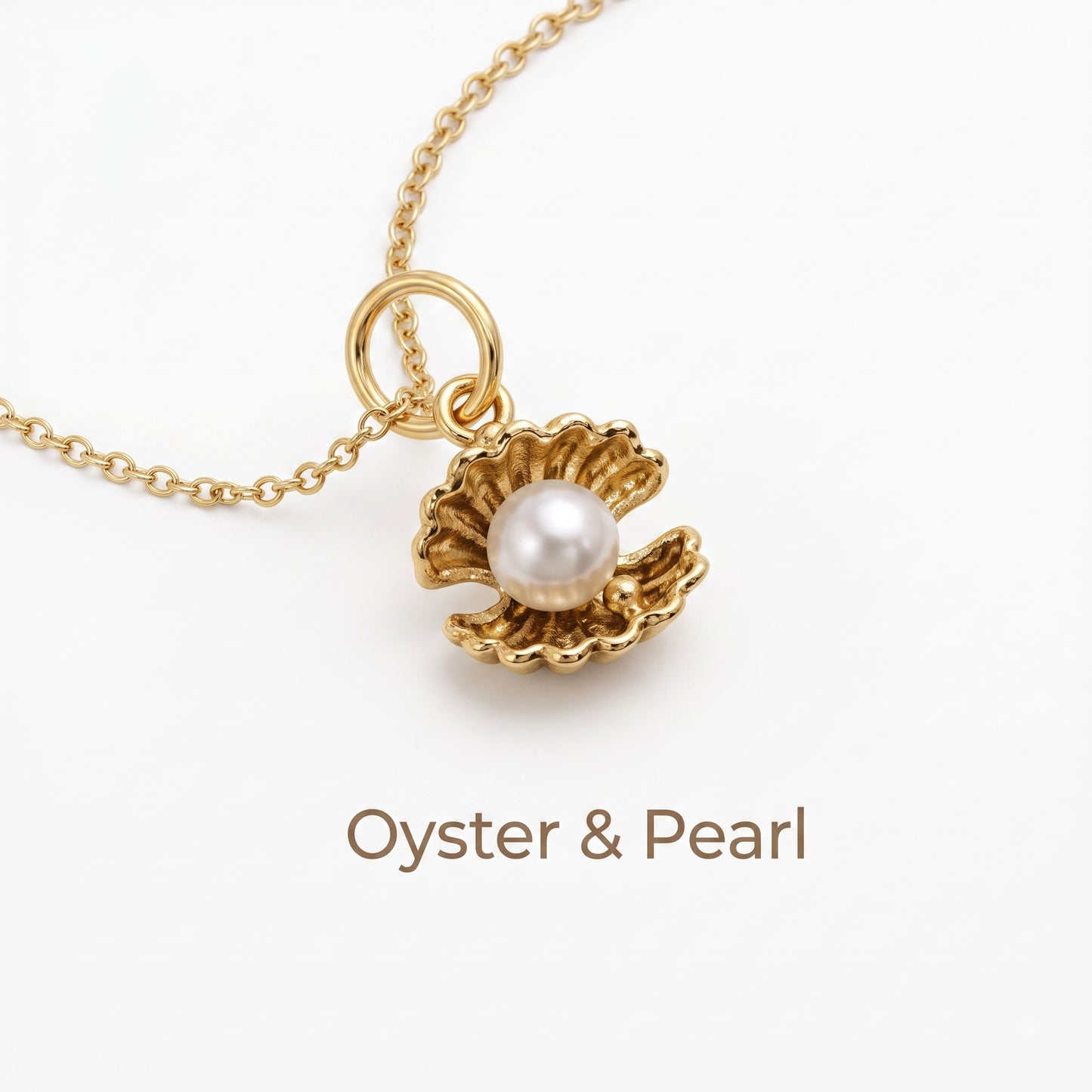 Pearl Oyster Necklace, 14K Gold Pearl Pendant Necklace