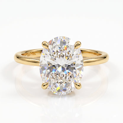 1.00CT Oval Lab Grown Diamond Hidden Halo Engagement Ring