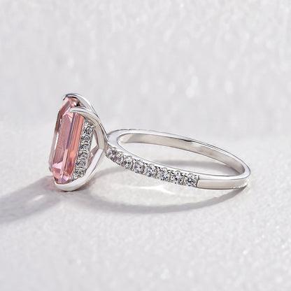 Vintage Morganite Ring- 14K Rose Gold Vermeil Peachy Pink Morganite Engagement Ring