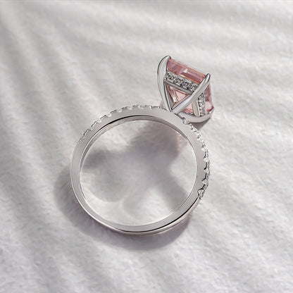 Vintage Morganite Ring- 14K Rose Gold Vermeil Peachy Pink Morganite Engagement Ring