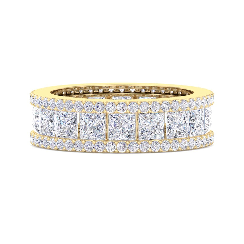 Princess Cut Natural Diamond Full Eternity Ring Matching Wedding Band