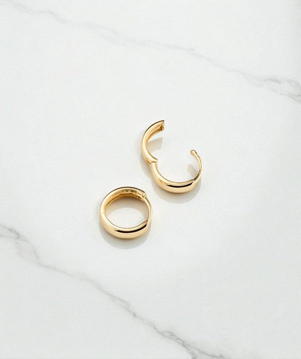 Bold Huggie Hoop Earrings • 14K Rose Gold Small Chunky Hoops