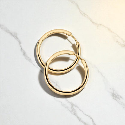 Classic Gold Hoop Earrings • 14K Gold Tube Hoops
