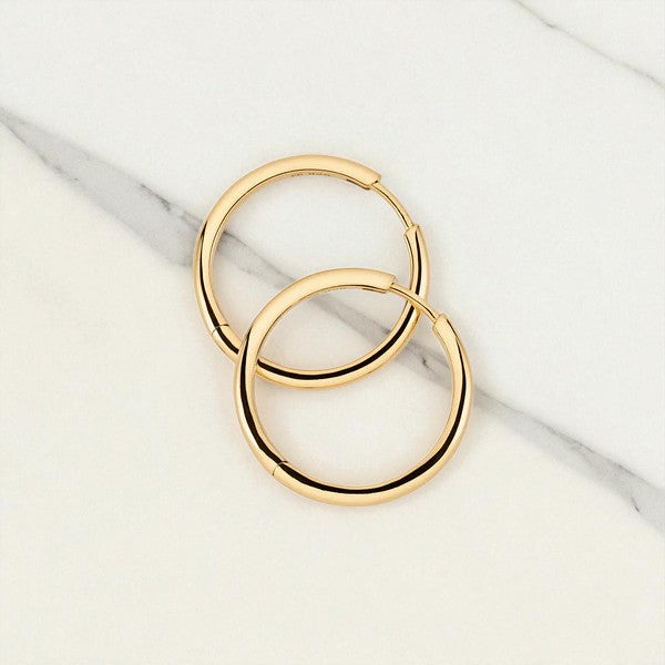 Bold Tube Large Hoop Earrings • 14K Gold Classic Round Hoops