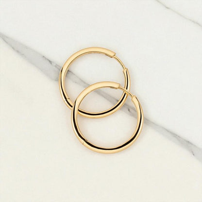 Bold Tube Large Hoop Earrings • 14K Gold Classic Round Hoops