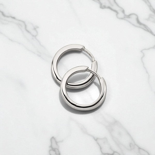 Tube Medium Gold Hoop Earrings • Classic Solid 14K Gold Hoops