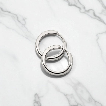 Tube Medium Gold Hoop Earrings • Classic Solid 14K Gold Hoops