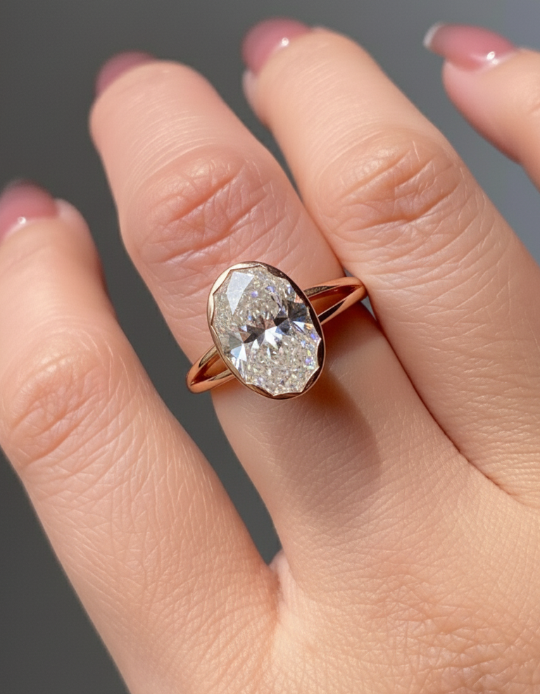  3 ct oval engagement ring in rose gold