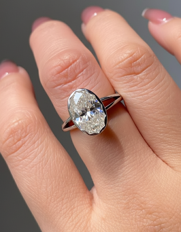  3 ct oval engagement ring in white gold