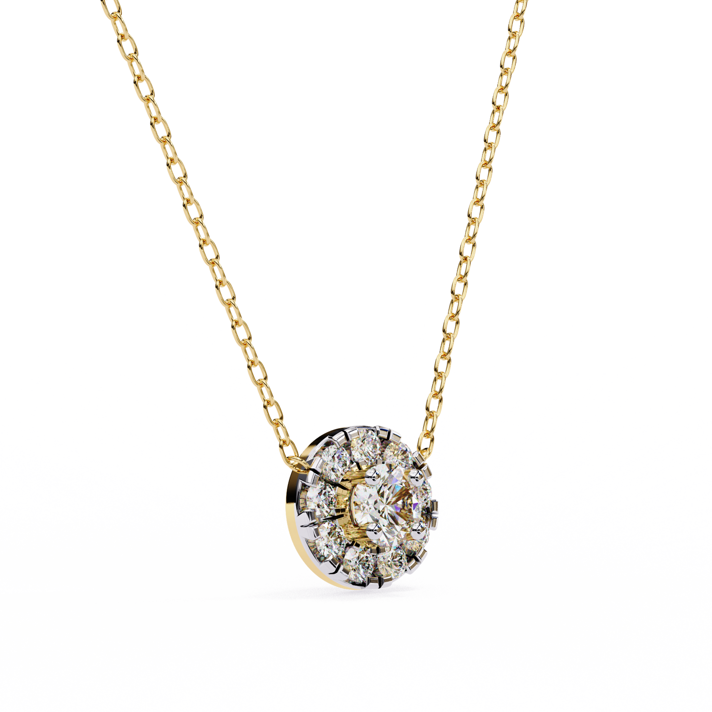 0.240ct Round Cut Lab Grown Diamond Halo Necklace