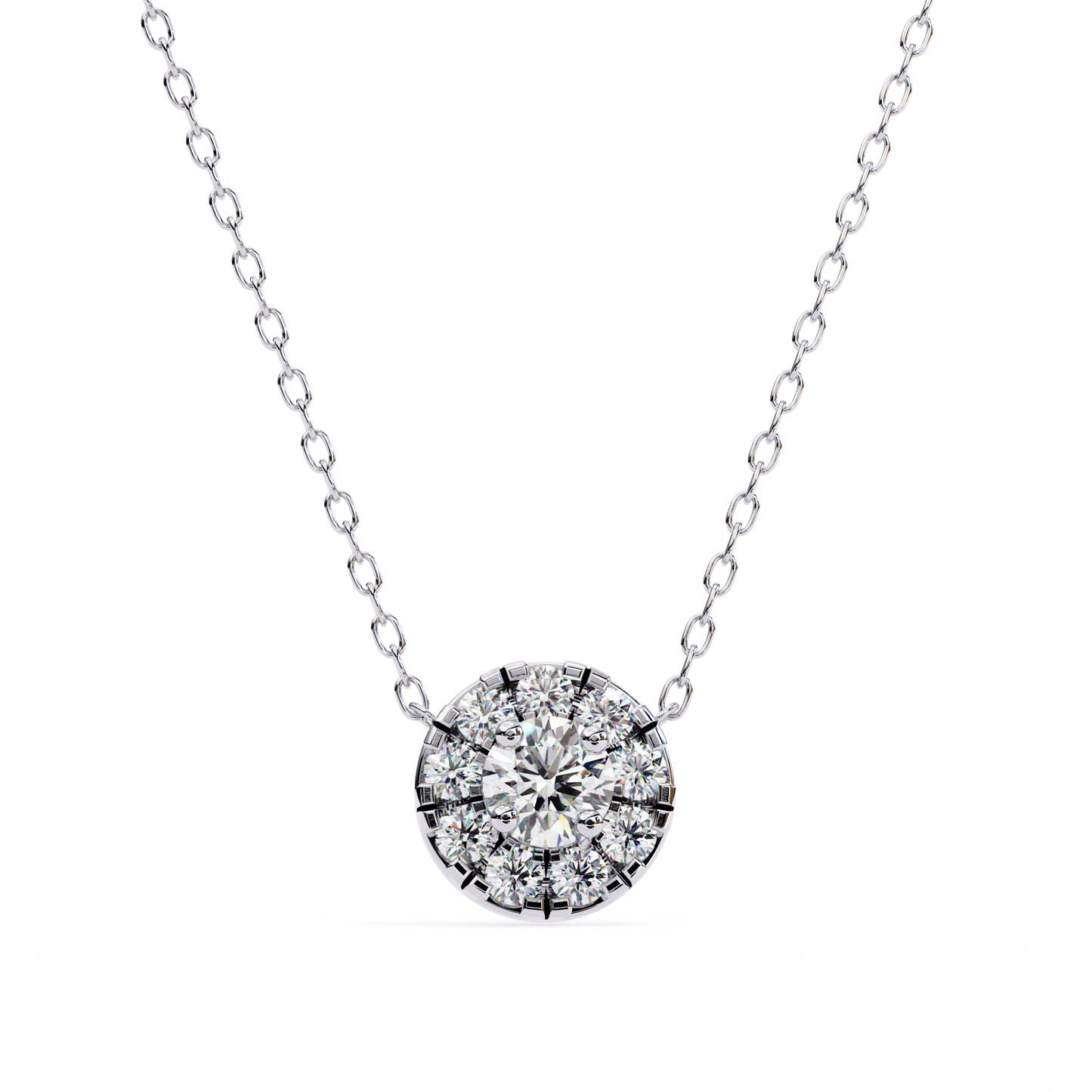 0.240ct Round Cut Lab Grown Diamond Halo Necklace