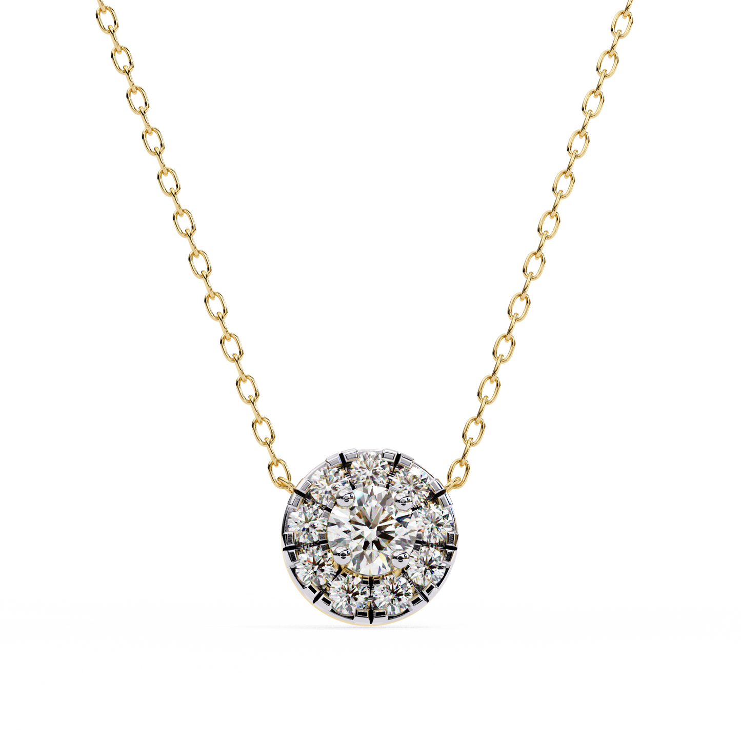0.240ct Round Cut Lab Grown Diamond Halo Necklace