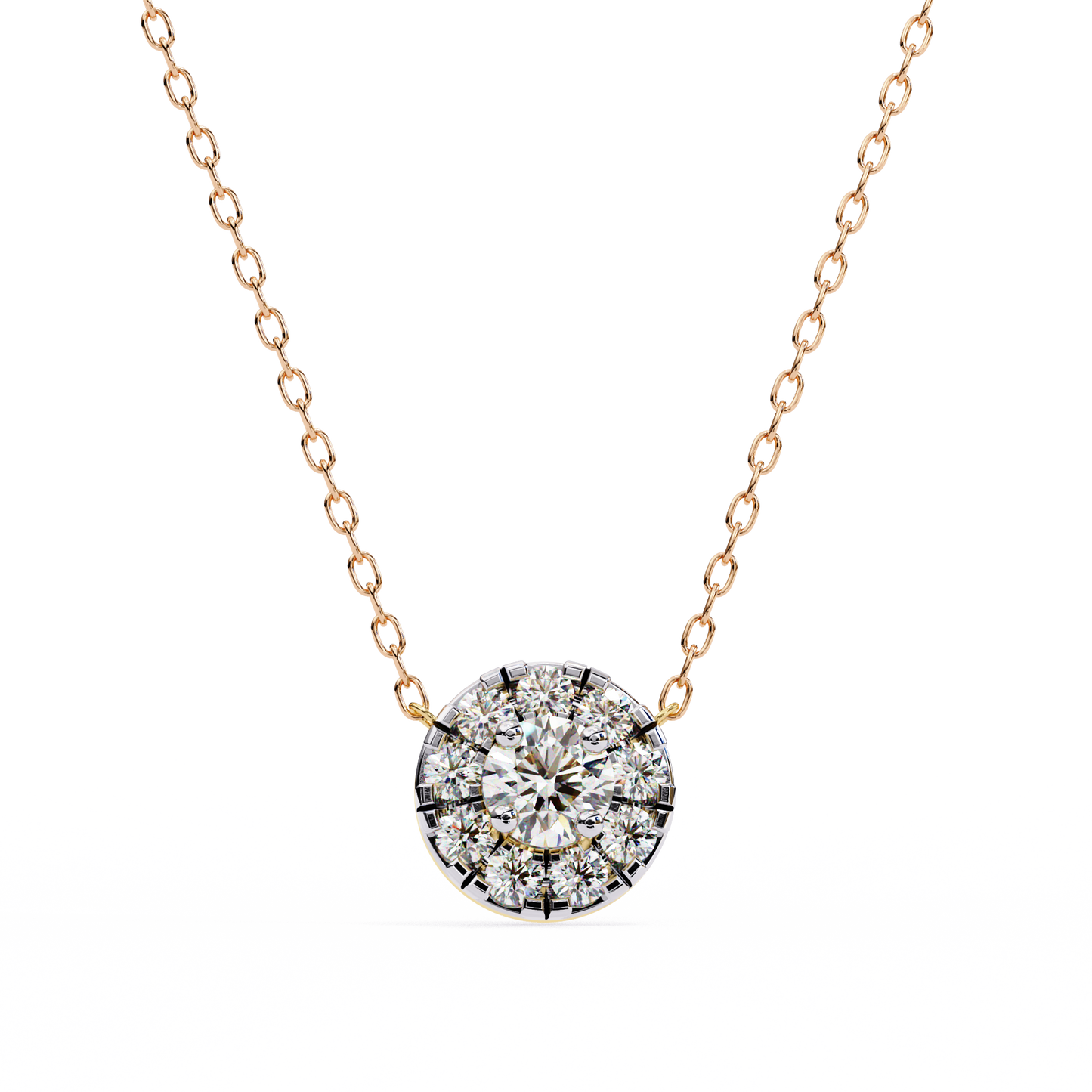 0.240ct Round Cut Lab Grown Diamond Halo Necklace